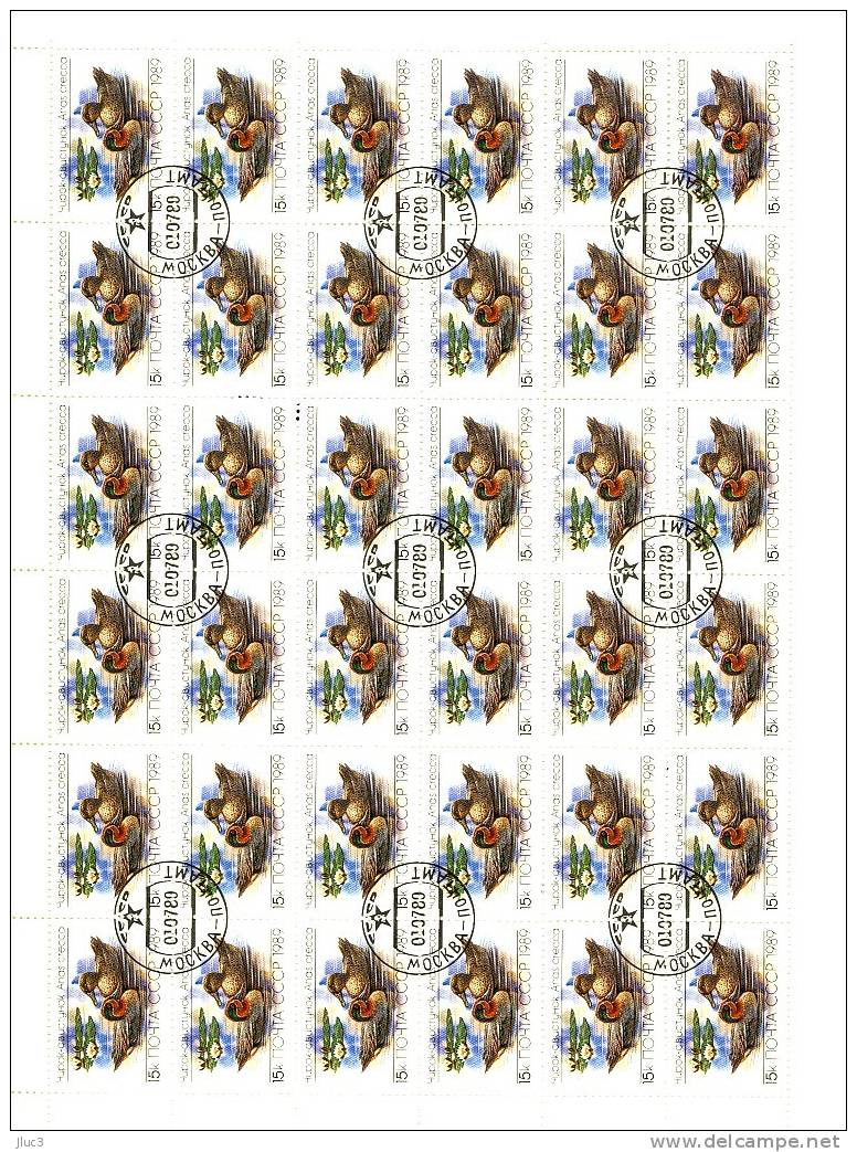 FCO5642 - URSS 1989 - La Belle FEUILLE  Entière De  36  TIMBRES  N° 5642 (YT)  Avec Empreinte  'PREMIER JOUR'  -- Canard - Feuilles Complètes