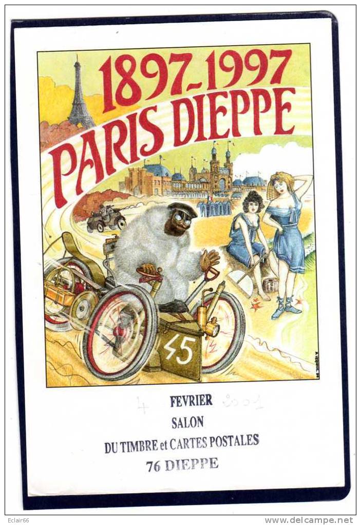 PARIS    DIEPPE - 1897-1997 - Carte Editée Par Ass. Philatélique De DIEPPE à L'occasion Du Centenaire Du RALLYE - Inwijdingen