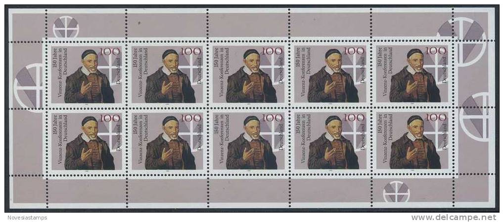 !a! GERMANY 1995 Mi. 1793 MNH SHEET(10) -Vinzenz-Conference - 1991-2000