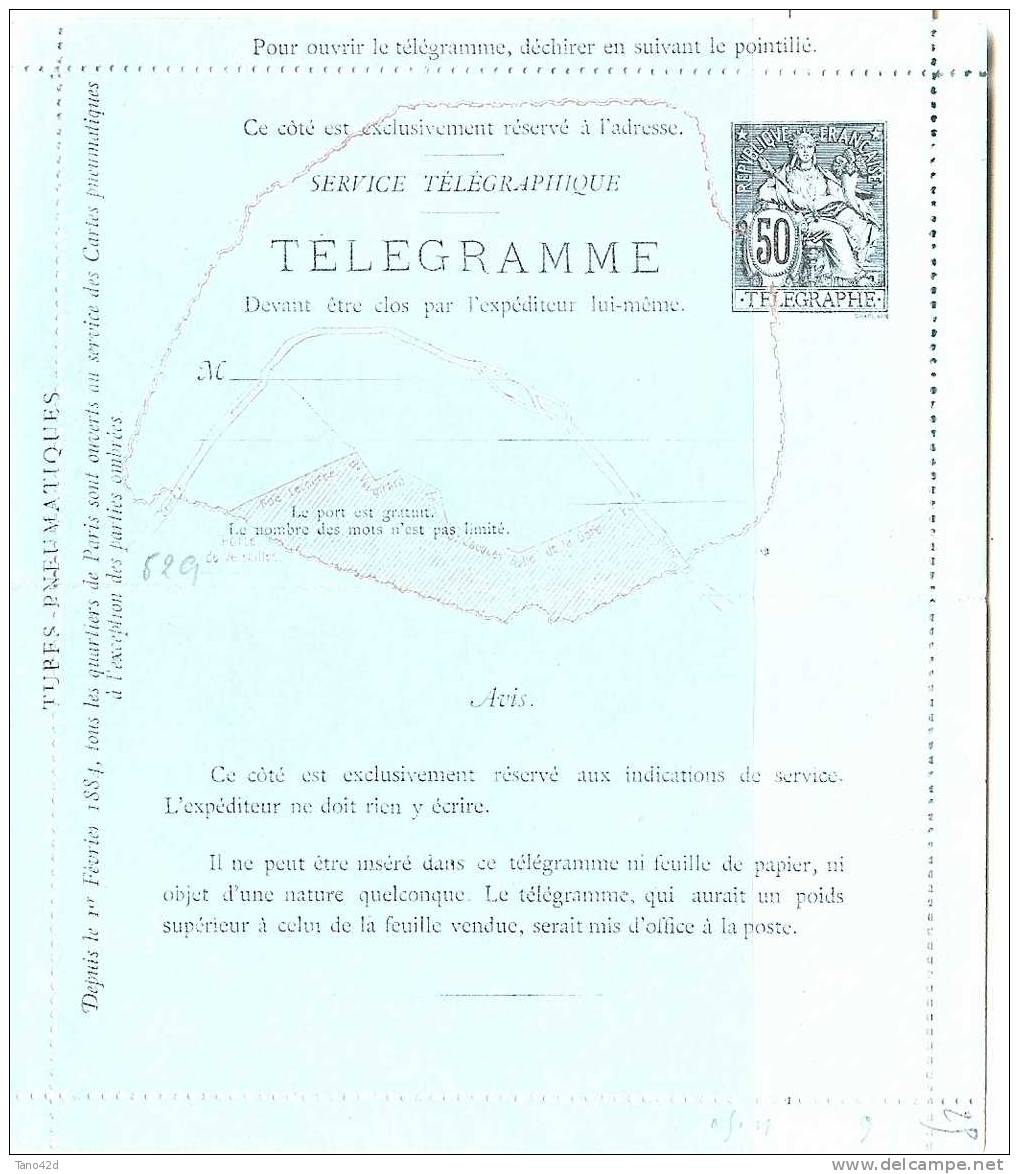 REF LBL4 /5 - CARTE LETTRE PNEUMATIQUE TYPE CHAPLAIN 50c - Pneumatic Post