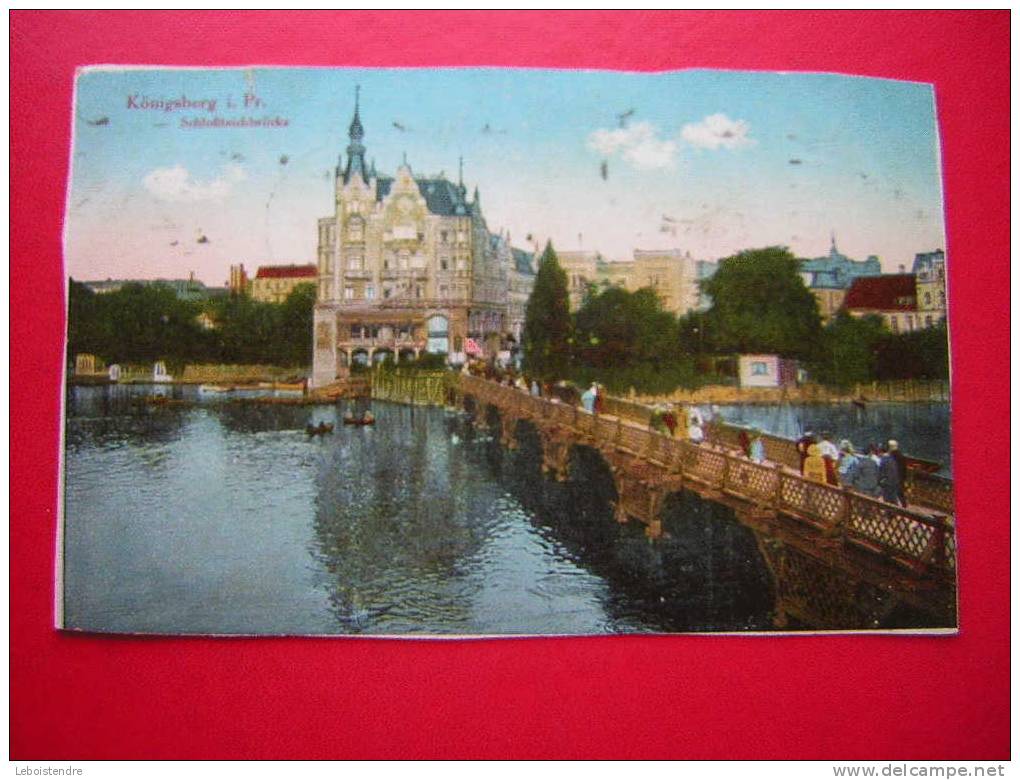 CPA COLORISEE-ALLEMAGNE-KÖNIGSBERG I.PR SCHLOSSTREICHBRÜCKE-ANIMEE-VOYAGEE 1916-PHOTO RECTO / VERSO - Ostpreussen