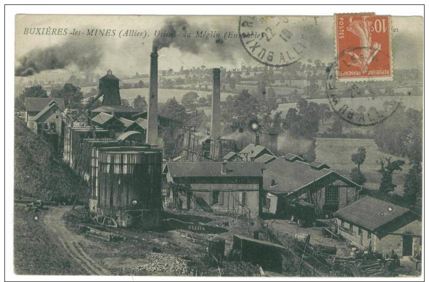 BUXIERES LES MINES - Usines Du Méglin - Plis Aux Coins Et Bords Supérieurs Et Inférieurs - Sonstige & Ohne Zuordnung