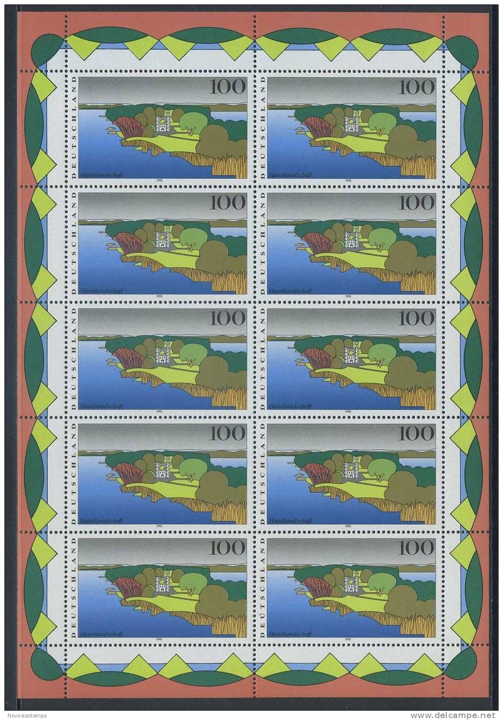 !a! GERMANY 1995 Mi. 1808 MNH SHEET(10) -Pictures From Germany: Havel-valley - 1991-2000