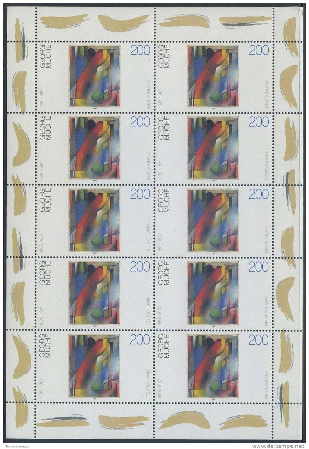 !a! GERMANY 1996 Mi. 1844 MNH SHEET(10) -Pictures From Germany: Havel-valley - 1991-2000