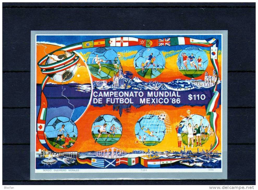 Spielablauf Zur Fußball WM Flaggen 1986 In Mexiko #1989 Fussball Block 33 ** 6€ Flag Soccer Bloc Game Sheet From Mexico - Mexique