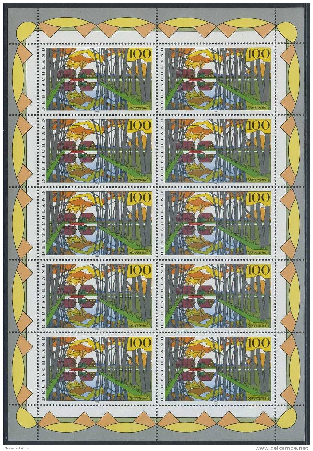 !a! GERMANY 1996 Mi. 1851 MNH SHEET(10) -Pictures From Germany: Spreewald - 1991-2000