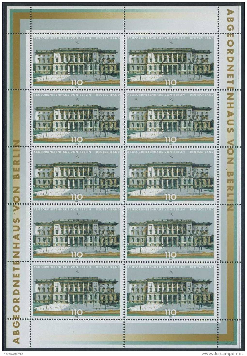 !a! GERMANY 1998 Mi. 1976 MNH SHEET(10) -Länder Governments: Parliament Of Berlin - 1991-2000