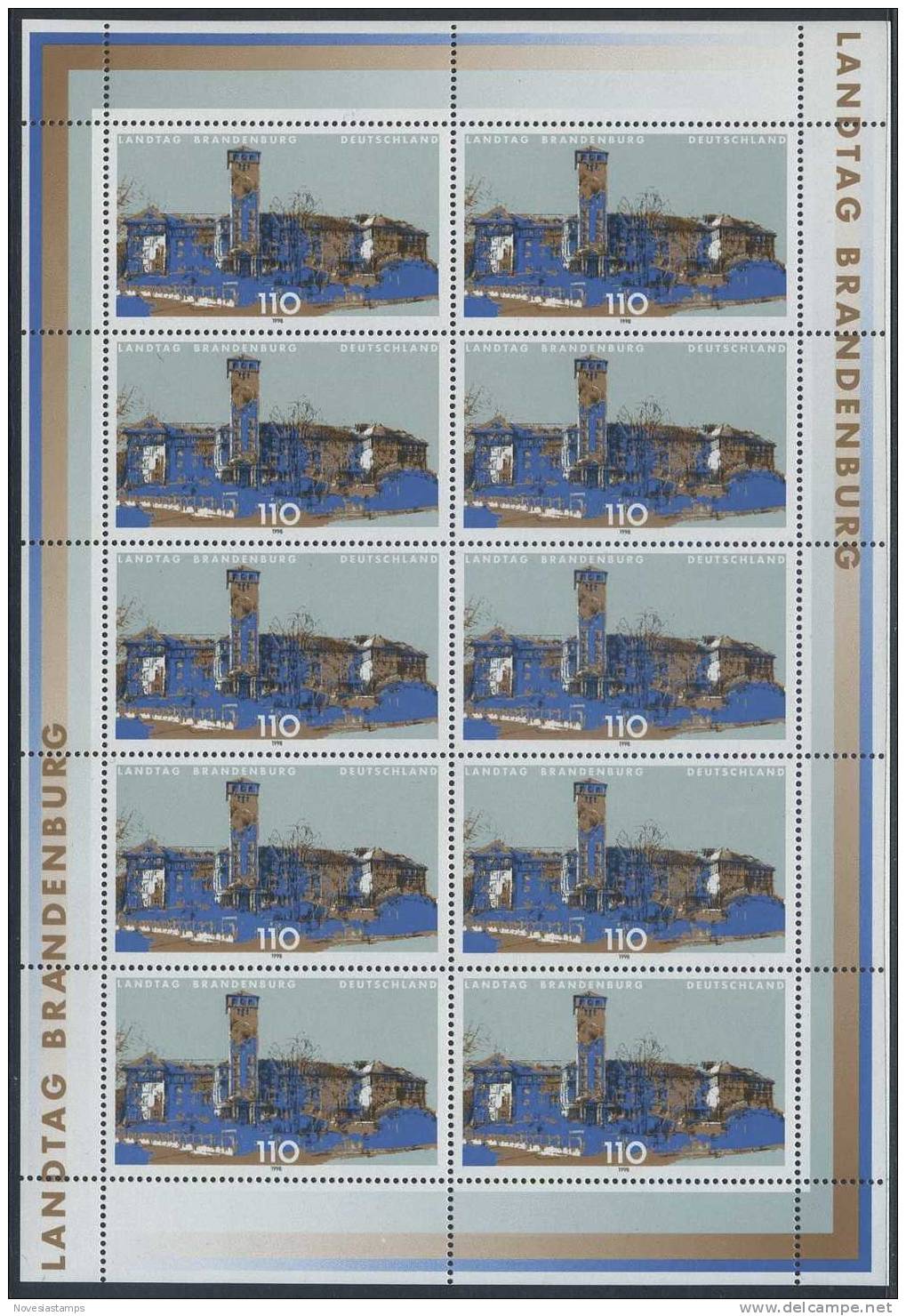 !a! GERMANY 1998 Mi. 1977 MNH SHEET(10) -Länder Governments: Parliament Of Brandenburg, Potsdam - 1991-2000