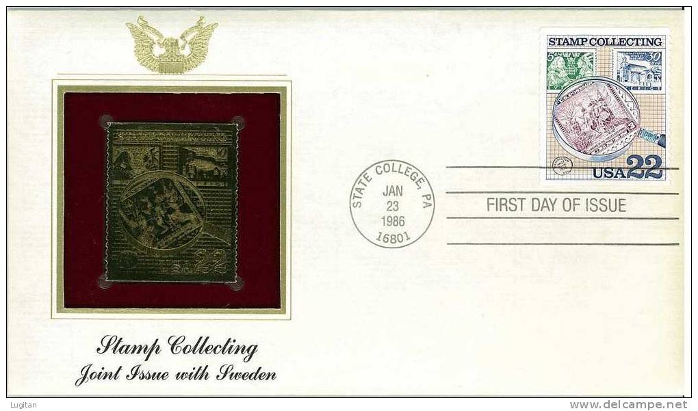 UNUSUAL STAMPS - FDC FIRST DAY COVER - YEAR 1986 - 3 Pcs. USA GOLDEN REPLICAS OF UNITED STATES OF AMERICA  GOLD STAMPS - Other & Unclassified