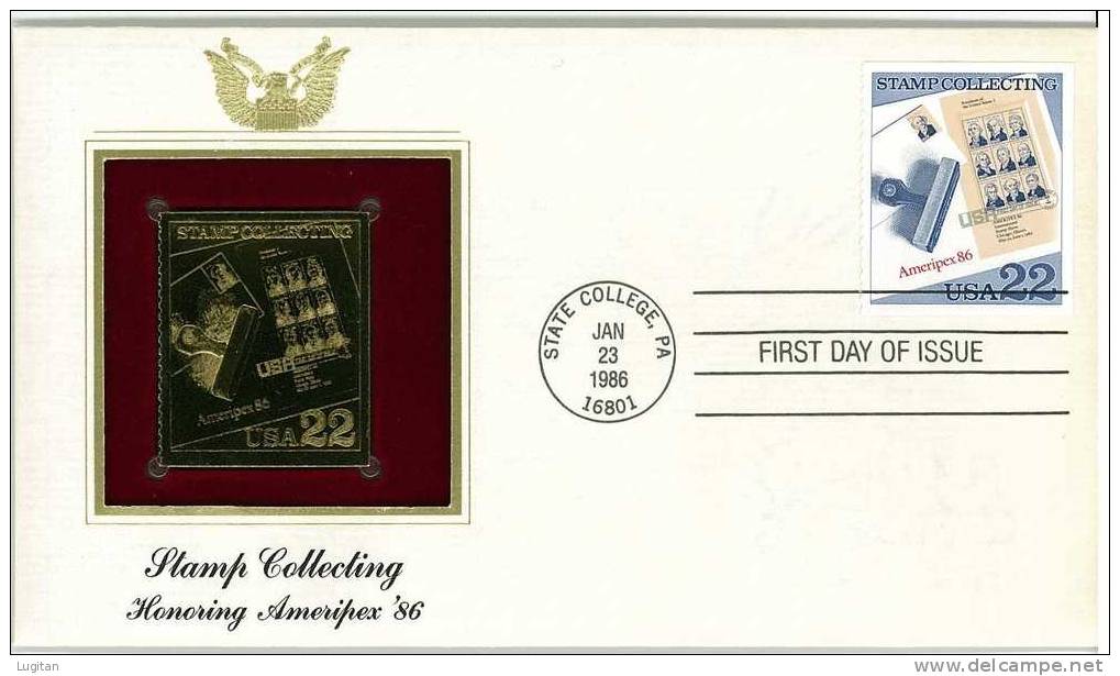 UNUSUAL STAMPS - FDC FIRST DAY COVER - YEAR 1986 - 3 Pcs. USA GOLDEN REPLICAS OF UNITED STATES OF AMERICA  GOLD STAMPS - Altri & Non Classificati