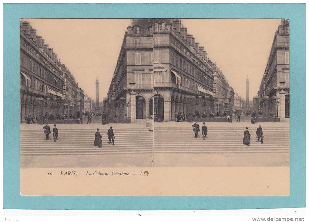 CARTE STEREO  -  PARIS - La Colonne  Vendôme .  -  BELLE   CARTE  ANIMEE     - - Stereoscopische Kaarten