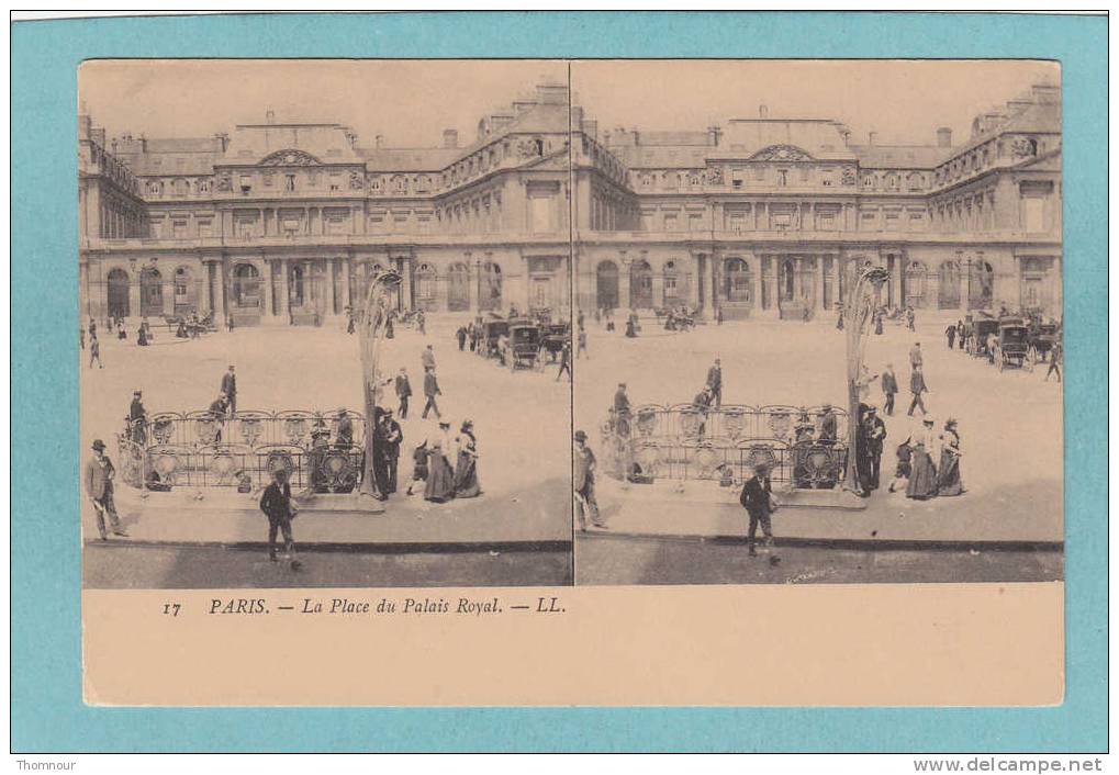 CARTE STEREO  -  PARIS - La Place Du Palais Royal . -  BELLE   CARTE  ANIMEE     - - Stereoscopische Kaarten