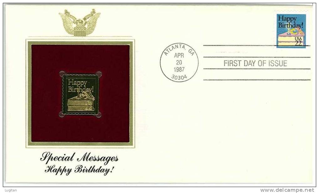 UNUSUAL STAMPS - FDC FIRST DAY COVER - YEAR 1987 - 1 Pcs. USA GOLDEN REPLICAS OF UNITED STATES OF AMERICA  GOLD STAMPS - Sonstige & Ohne Zuordnung