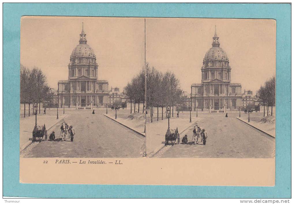 CARTE STEREO  -  PARIS - Les  Invalides .  -  BELLE   CARTE  ANIMEE     - - Stereoscopische Kaarten