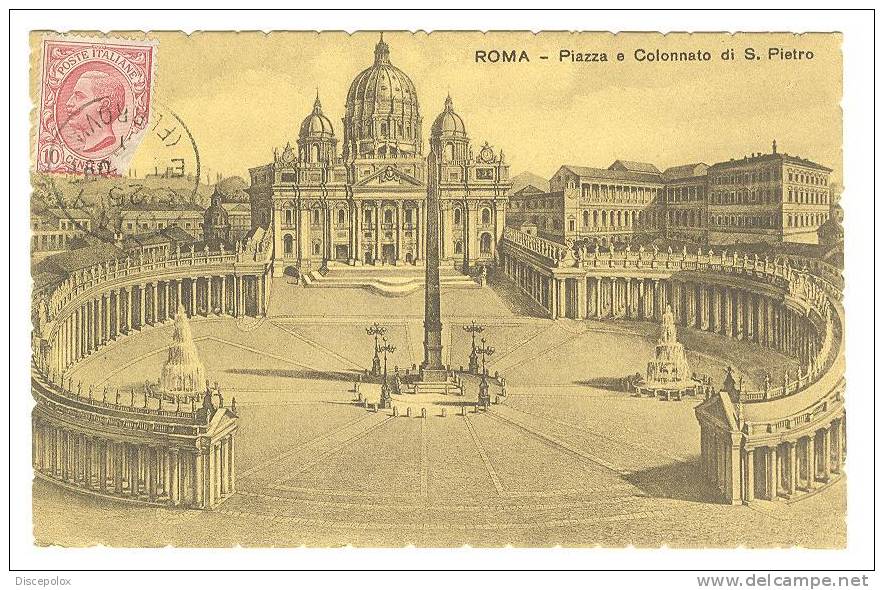 C863 Roma - Piazza E Colonnato Di San Pietro - Cortile - Old Mini Card / Viaggiata 1909 - San Pietro