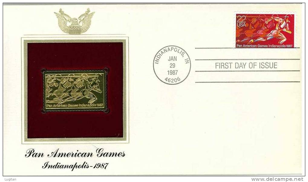 UNUSUAL STAMPS - FDC FIRST DAY COVER - YEAR 1987 - 1 Pcs. USA GOLDEN REPLICAS OF UNITED STATES OF AMERICA  GOLD STAMPS - Other & Unclassified