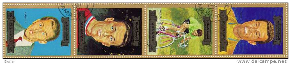 Rad Profis der Tour de France 1972 Manama 1175/94, 9xZD+ Kleinbogen o 16€ Radrennen se-tenant sport sheetlet from arabia