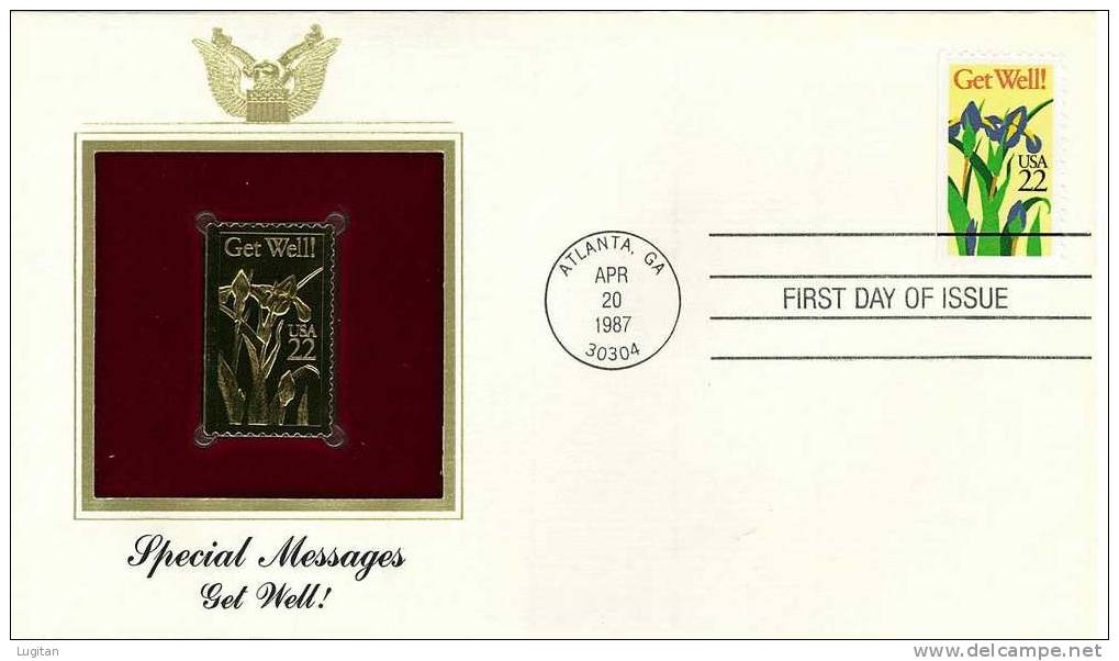 UNUSUAL STAMPS - FDC FIRST DAY COVER - YEAR 1987 - 1 Pcs. USA GOLDEN REPLICAS OF UNITED STATES OF AMERICA  GOLD STAMPS - Andere & Zonder Classificatie