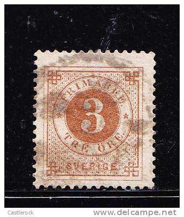 T)1887,SWEDEN,SCN 41,USED, NUMERAL OF VALUE 3O YELLOW BROWN,CV 21 - Oblitérés