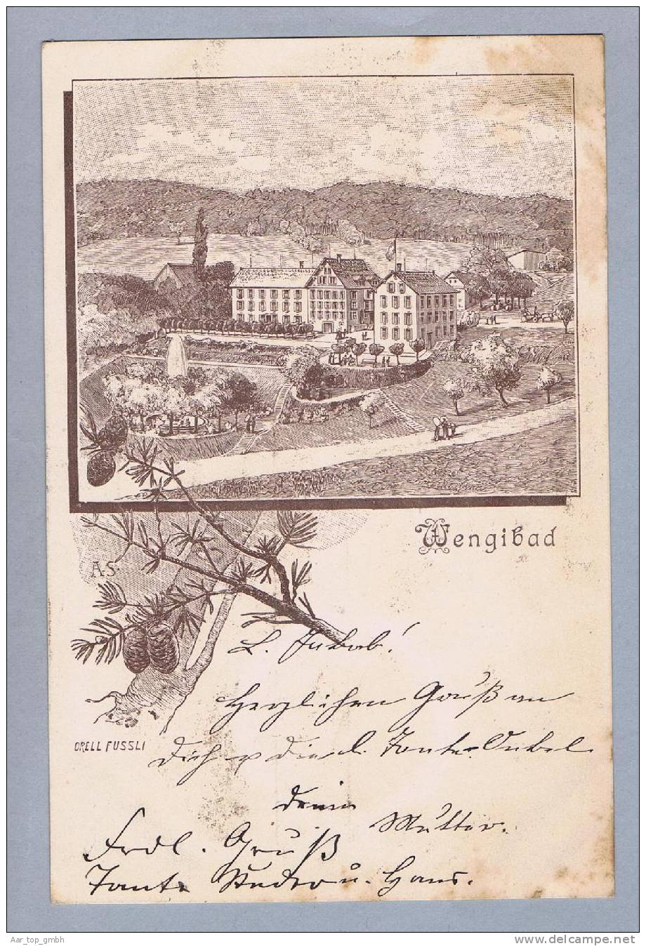 ZH Wengibad (Affoltern A.A.) 1899-07-21 Strichlitho Orell Füssli - Affoltern