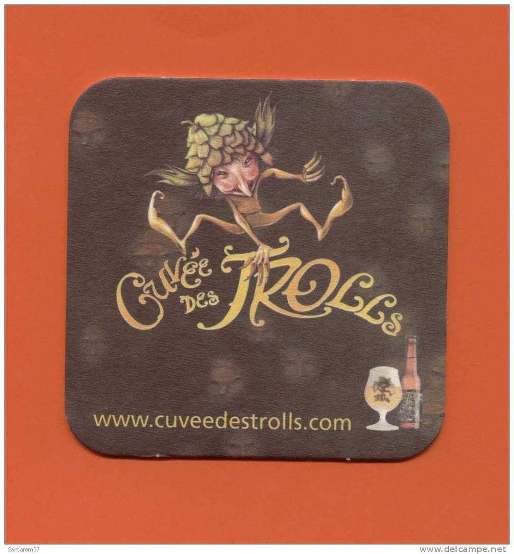 Sous-Bock Publicitaire Sous-verre Advertising Glass Mount Bière Beer Cuvée Des Trolls - Bierdeckel