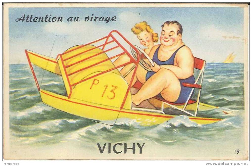CPSM 03 - Vichy - Attention Au Virage - Carte à Système - Vichy