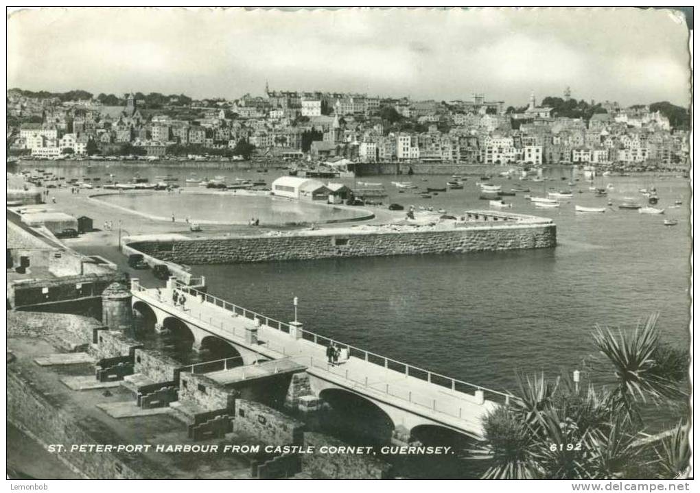 Britain - United Kingdom - St. Peter-Port Harbour From Castle Cornet, Guernsey - 1957 Used Real Photo Postcard [P2686] - Guernsey