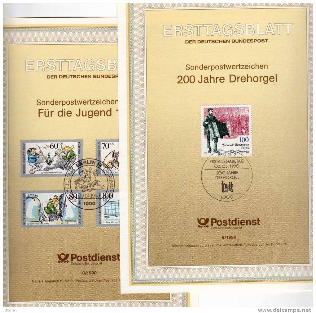 ETB II. Quartal 1990 Katholikentag Max Und Moritz Drehorgel Helgoland Berlin 868-874 O 18€ Documents From Germany - Papes