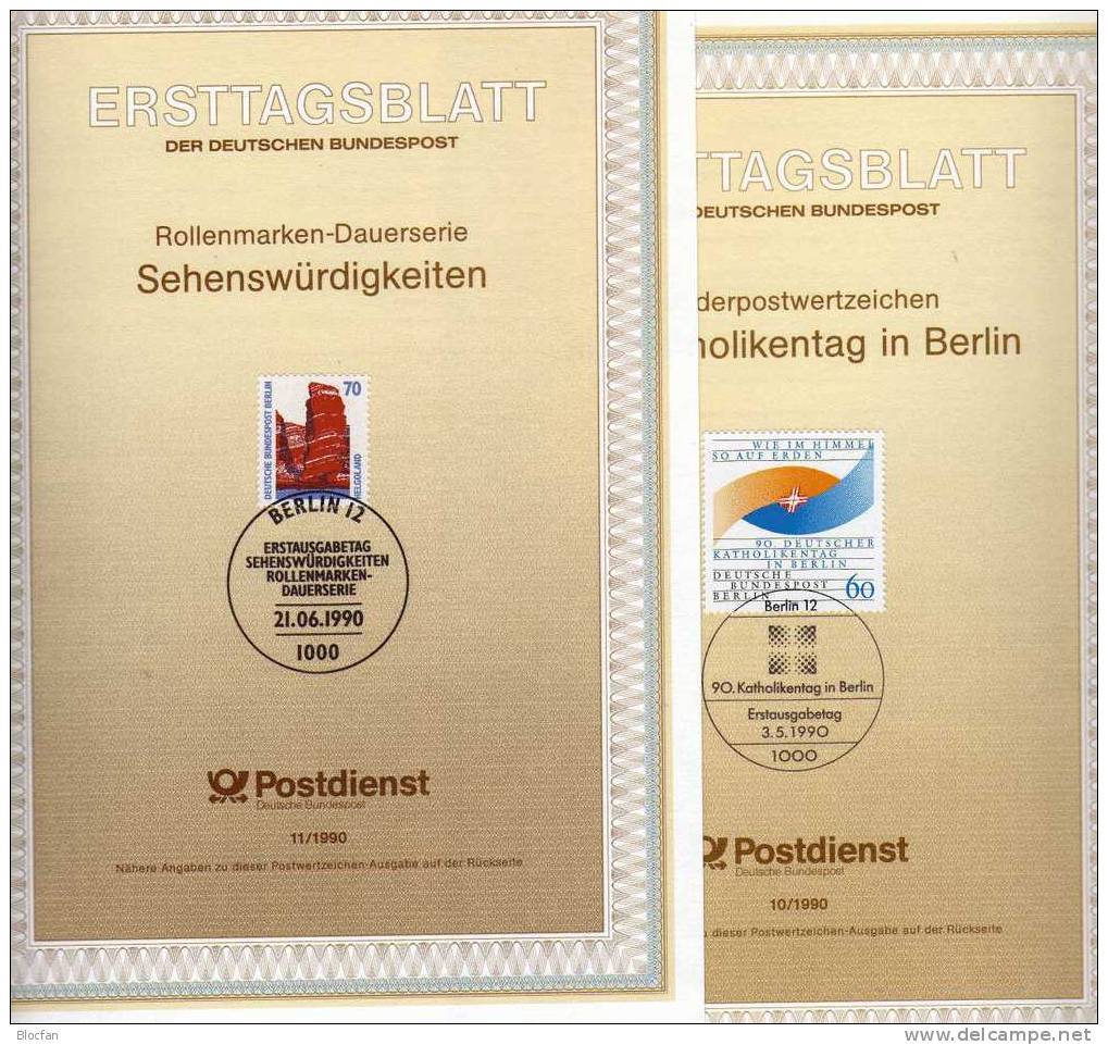 ETB II. Quartal 1990 Katholikentag Max Und Moritz Drehorgel Helgoland Berlin 868-874 O 18€ Documents From Germany - Papes