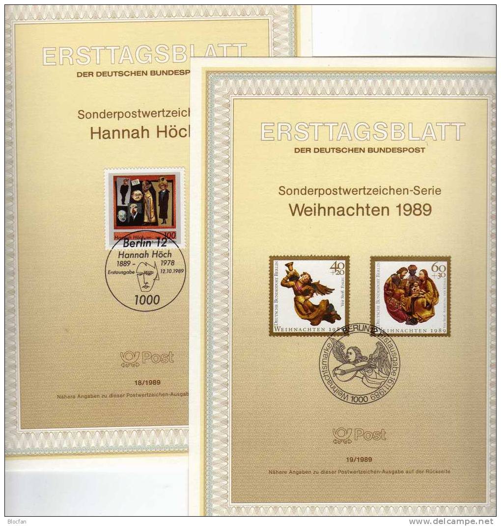 Jahrgang ETB 1989 Reformation Post Gymnasium Höch Weihnachten Berlin 830-859 SST 128€ First Day Set Documents Of Germany - Theologen
