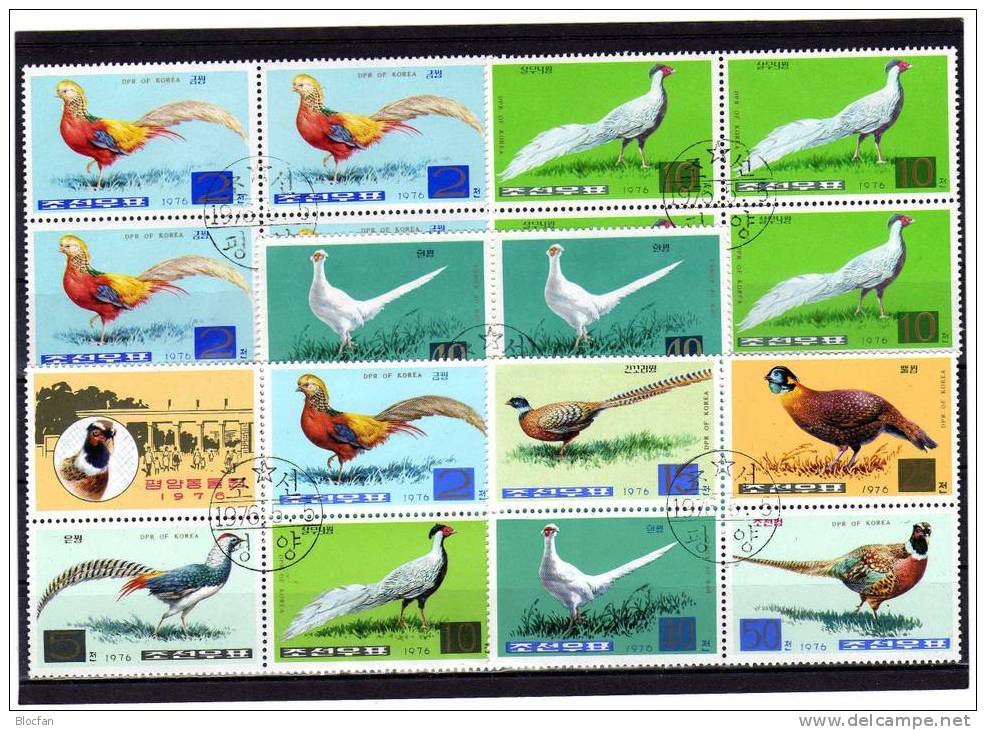 WWF Naturschutz Fasane 1976 Korea 1500/6, 4ZD, 5x4-Blocks Plus 4xKleinbogen O 70€ Fasan Fauna Bloc Sheetlet From Corea - Corée Du Nord