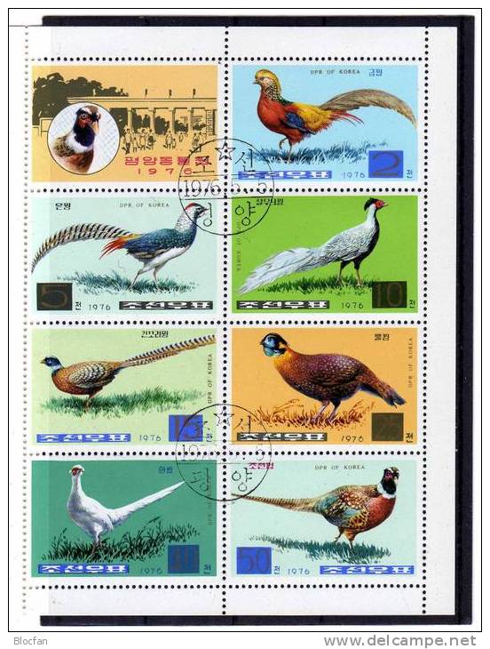 WWF Naturschutz Fasane 1976 Korea 1500/6, 4ZD, 5x4-Blocks Plus 4xKleinbogen O 70€ Fasan Fauna Bloc Sheetlet From Corea - Corée Du Nord