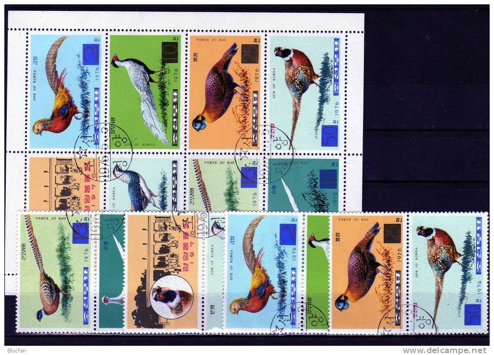 WWF Naturschutz Fasane 1976 Korea 1500/6, 4ZD, 5x4-Blocks Plus 4xKleinbogen O 70€ Fasan Fauna Bloc Sheetlet From Corea - Corée Du Nord