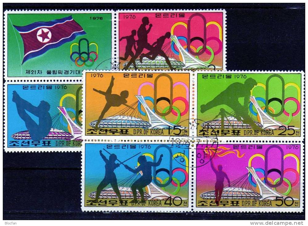 Werbung Für Olympia 1976 Korea 1508/4, 2x4-Block Plus Kleinbogen O 28€ Olympic Bloc Sport Sheetlet From Corea - Corée Du Nord