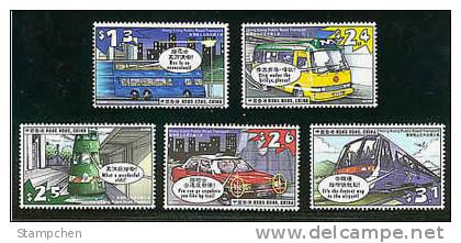 Hong Kong 1999 Public Road Transport Stamps Bus Tram Train Taxi Airport Express Plane - Unused Stamps