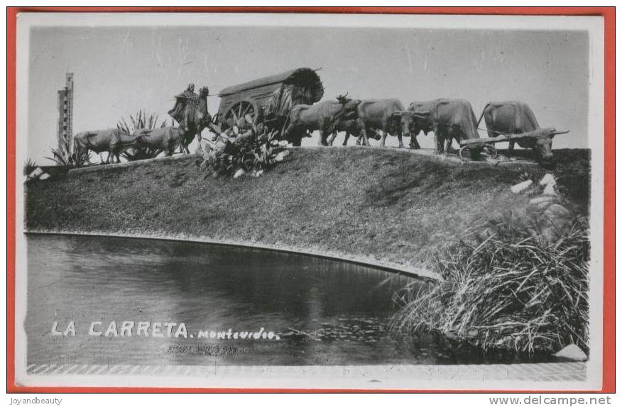 E041 , Montevideo , La Carreta , Attelage Avec Boeufs , Photo Card , Animée , Non Circulée - Uruguay