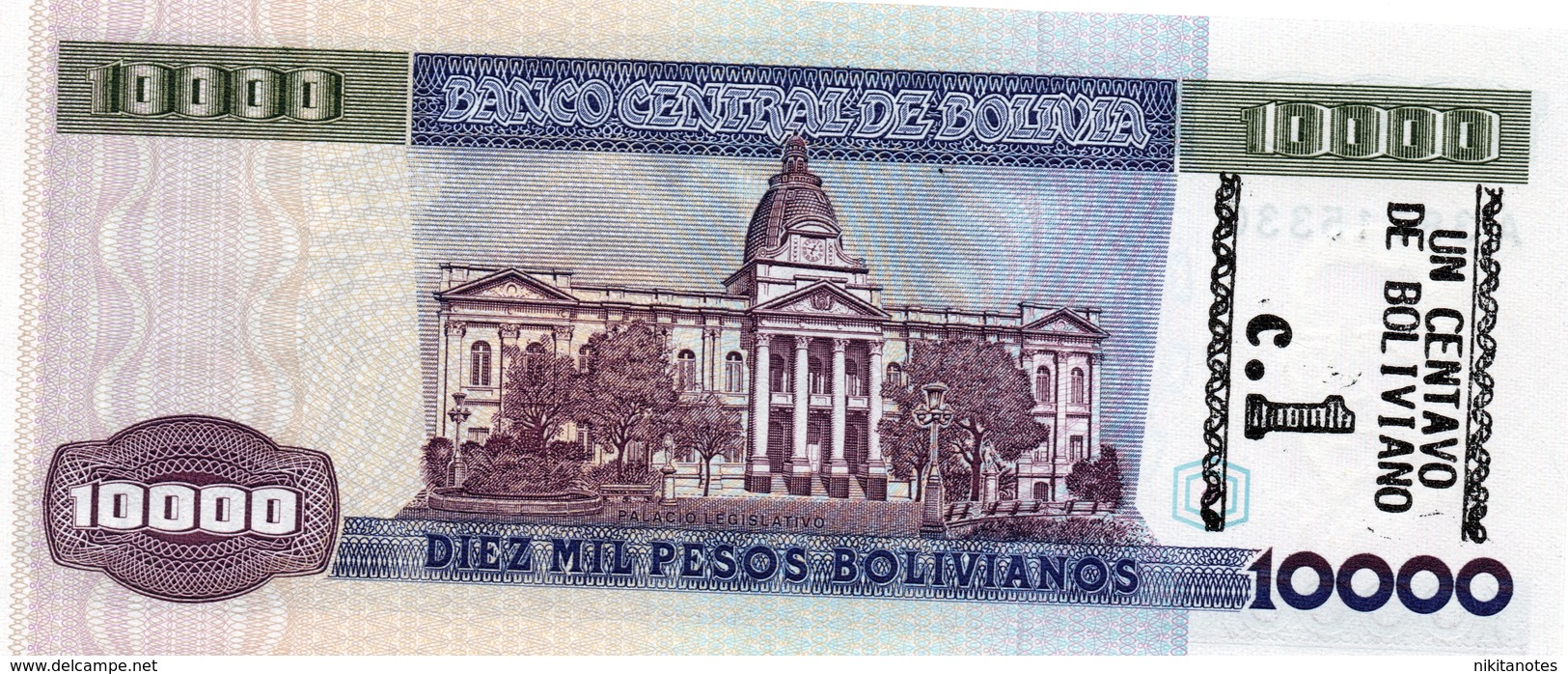 BOLIVIA 1 CENTAVO SU 10000 PESOS 1987 Aunc - Bolivie