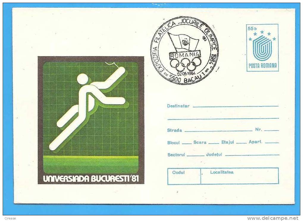 University Sports Games. Tennis. ROMANIA Postal Stationery Cover 1981. - Tennis