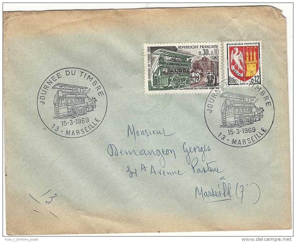 FRANCE ENVELOPPE JOURNEE DU TIMBRE 1969 MARSEILLE - Cartas & Documentos