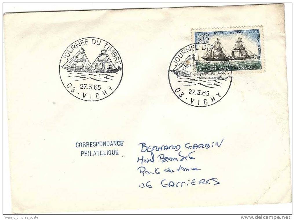 FRANCE ENVELOPPE JOURNEE DU TIMBRE 1965 VICHY - Lettres & Documents