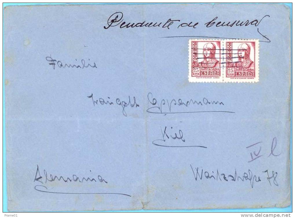 Cover Brief Lettre / 1938 / Madrid -- Kiel Germany,  Spanish Censorship / Militärzensur / Censure Militaire - Storia Postale