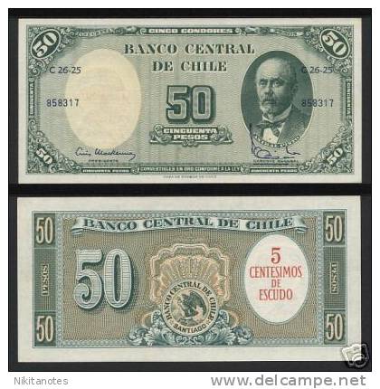 * CHILE - 5 CENTIMOS On 50 PESOS UNC - P 126 - Chili