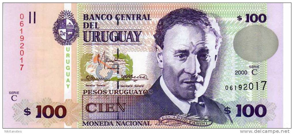 Uruguay P-85 2000 100 Pesos Uruguayos-Cris&#8203;p UNC - Uruguay