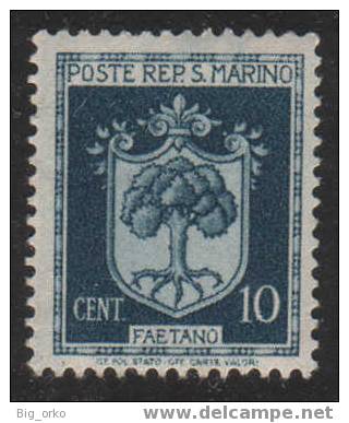 Stemmi: Faetano  10 C. - 1945 - Unused Stamps