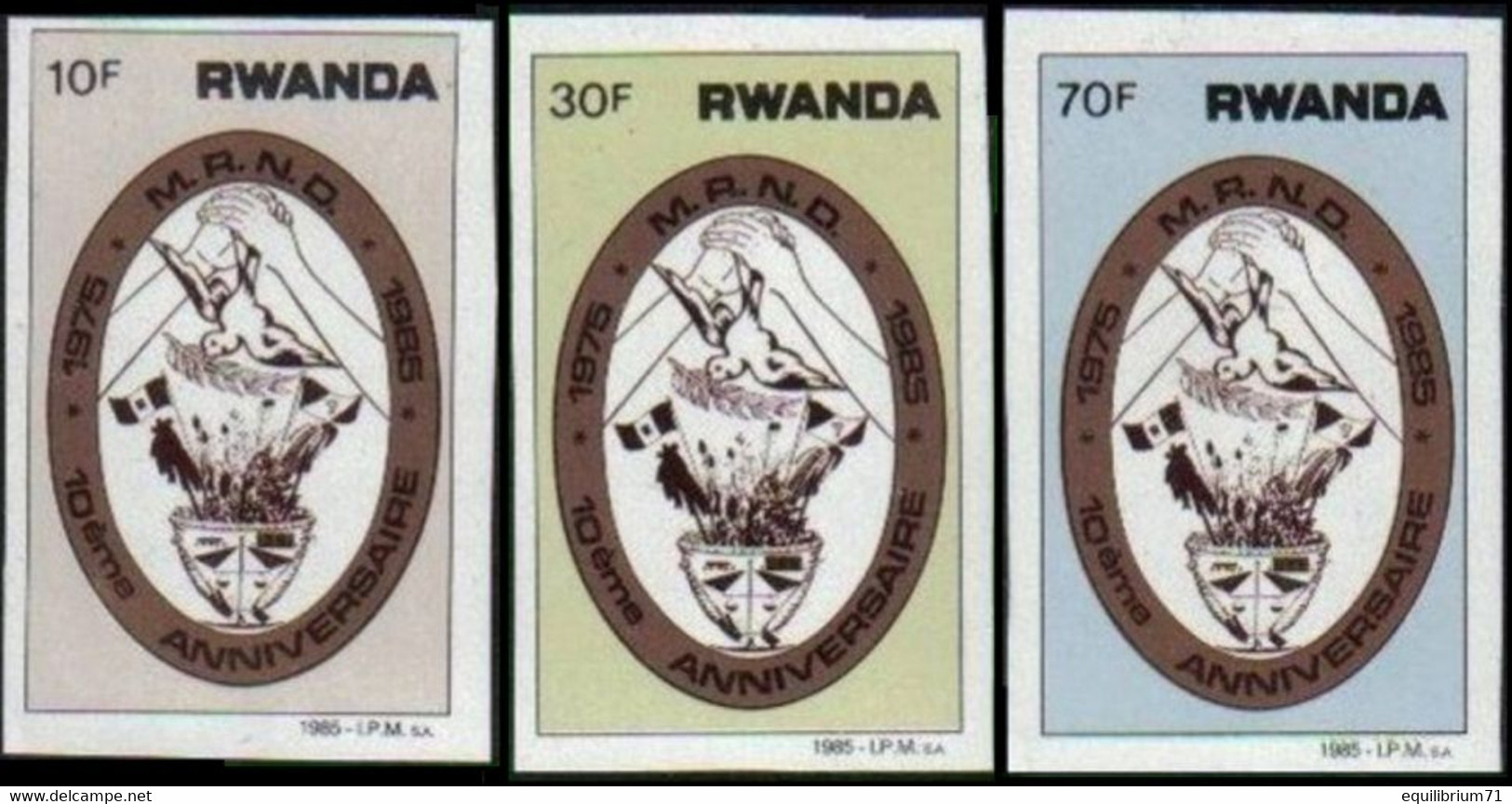 1240/1242** Non Dentelé / Ongetand - 10e Anniversaire Du / 10e Verjaardag Van / 10. Jahrestag Von - M.R.N.D. - RWANDA - Unused Stamps