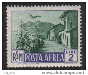 Posta Aerea: Vedute (Serravalle)  £ 2 - 1950 - Luftpost