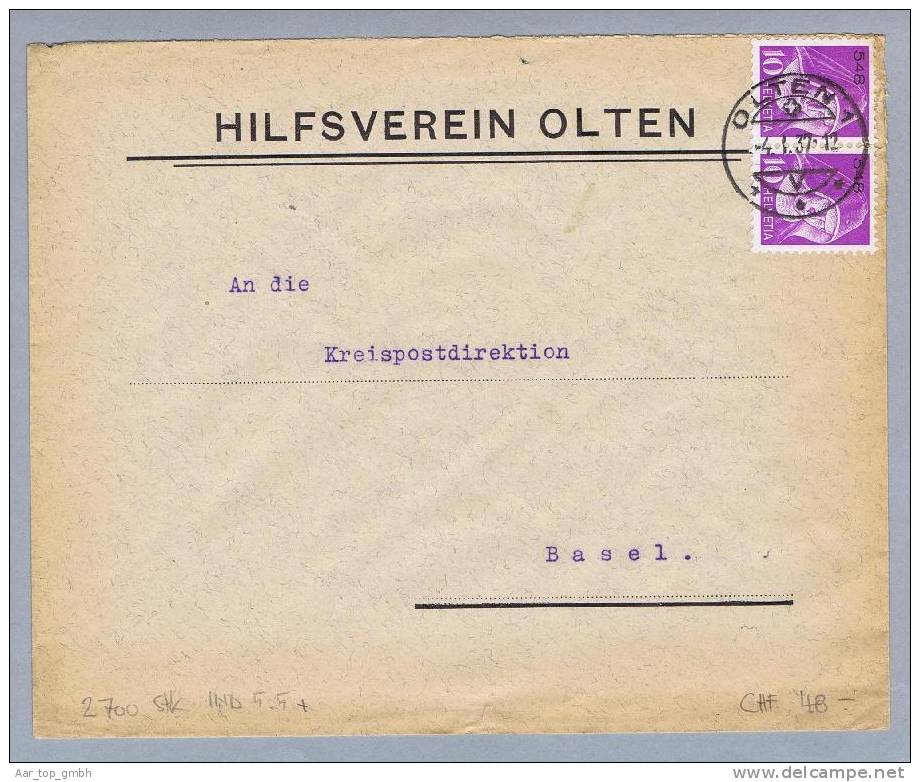 Schweiz Portofreiheit 1937-01-04 Olten Brief Mit Gr#548 Hilfsverein Olten Zu#15z Nur 2700 Marken Abgegeben - Franchigia