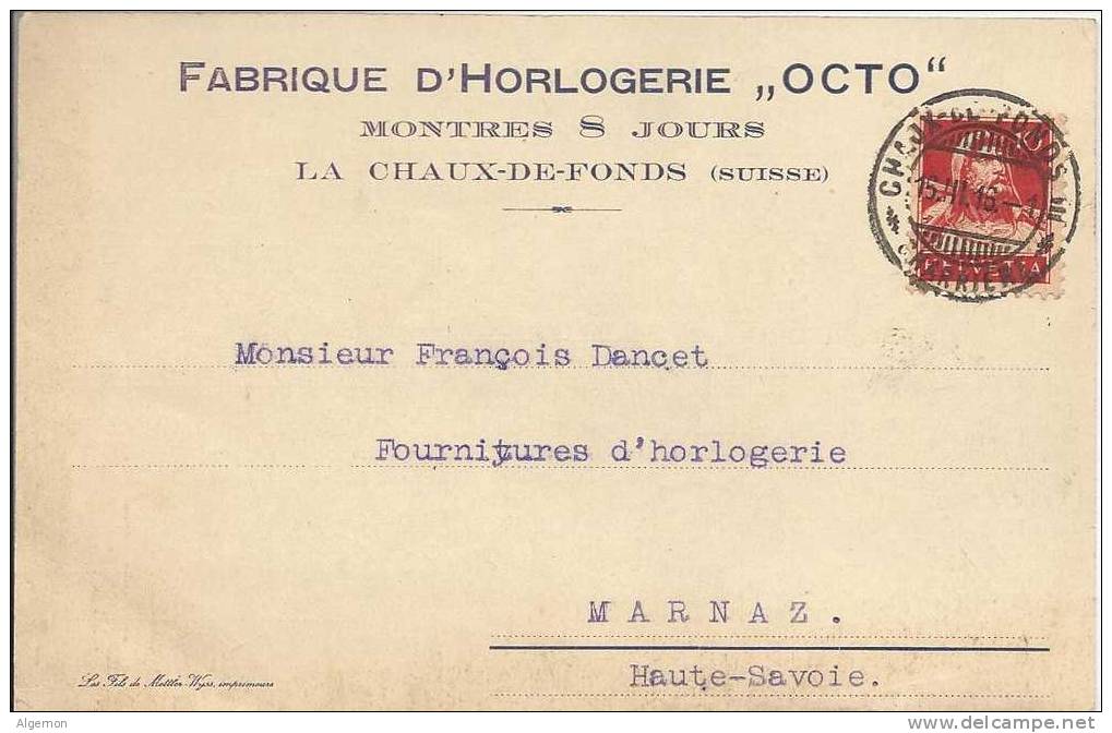 1891 - Fabrique D´horlogerie Octo Montres 8 Jours La Chaux-de-Fonds 15.03.1916 - Horlogerie