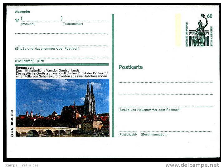 82026) BRD - P 139 - U1/1 - * Ungebraucht - 60Pf Bavaria - 93xxx Regensburg - Brücke, Dom St.Peter, Kirche - Illustrated Postcards - Mint