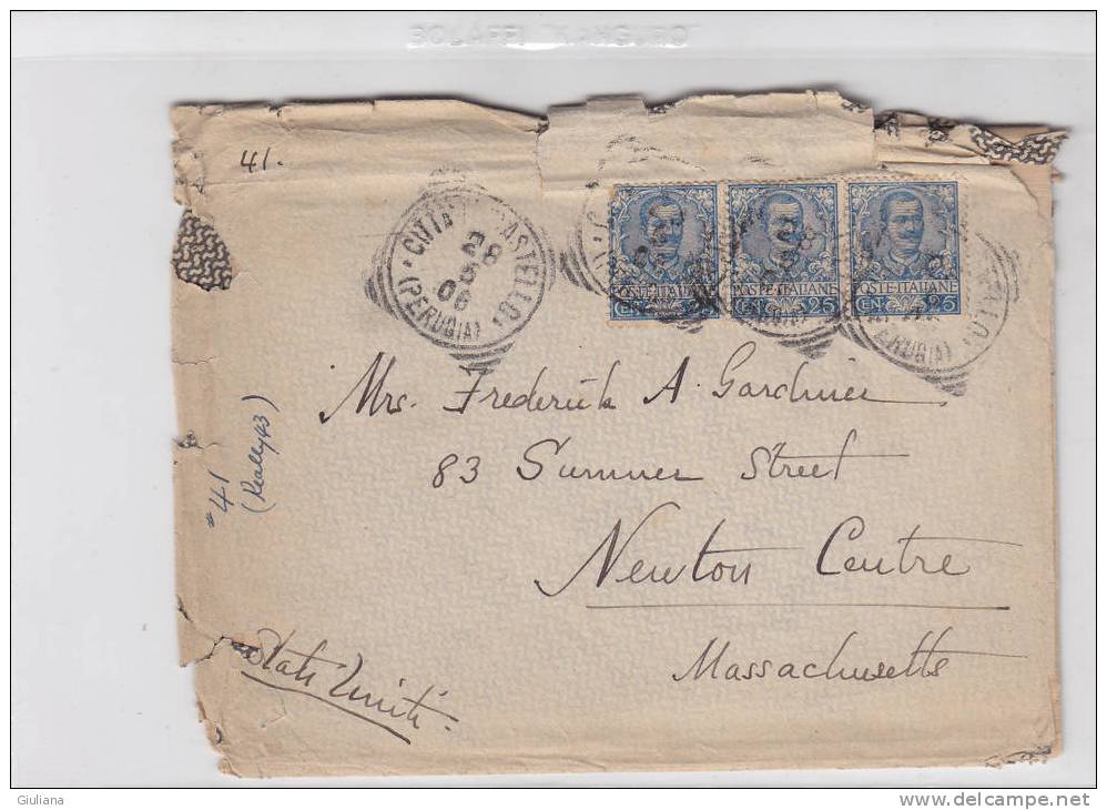 Italia Regno - Lettera Viaggiata Da Perugia A Stati Uniti 1906 - Storia Postale (Posta Aerea)